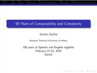 90 Years of Computability and Complexity  Stathis Zachos  National Technical University of Athens