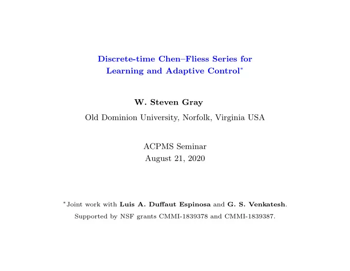 discrete time chen fliess series for