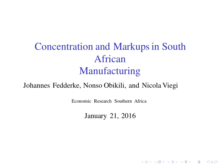 concentration and markups in south african manufacturing