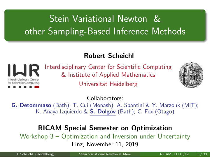 stein variational newton other sampling based inference