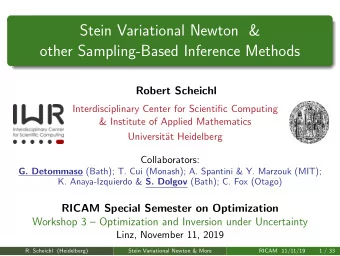 Stein Variational Newton &amp;  other Sampling-Based Inference Methods  Robert Scheichl