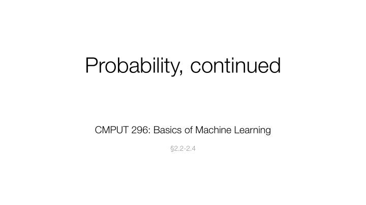 probability continued