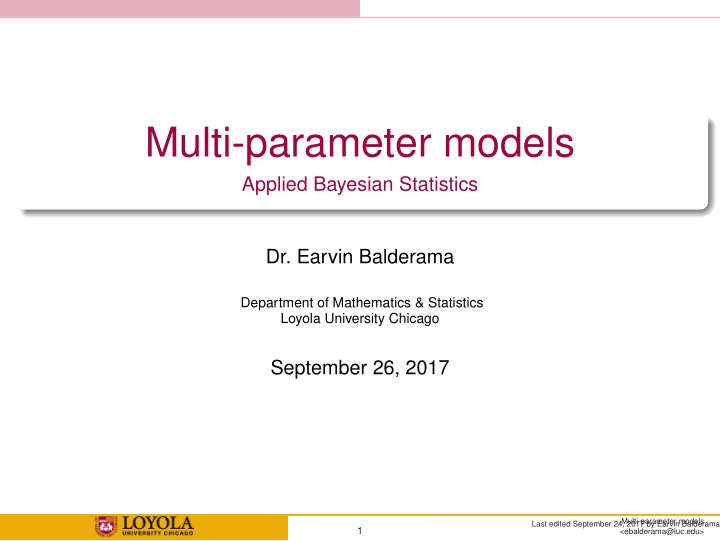 multi parameter models