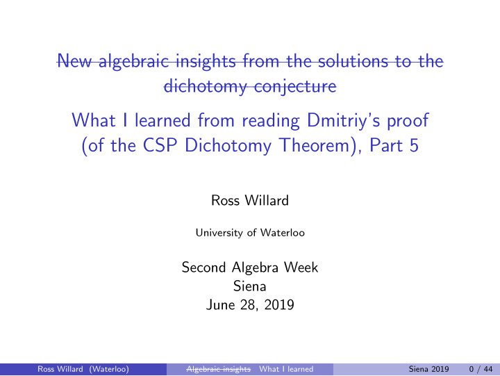 new algebraic insights from the solutions to the