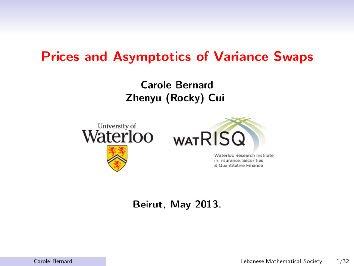 prices and asymptotics of variance swaps