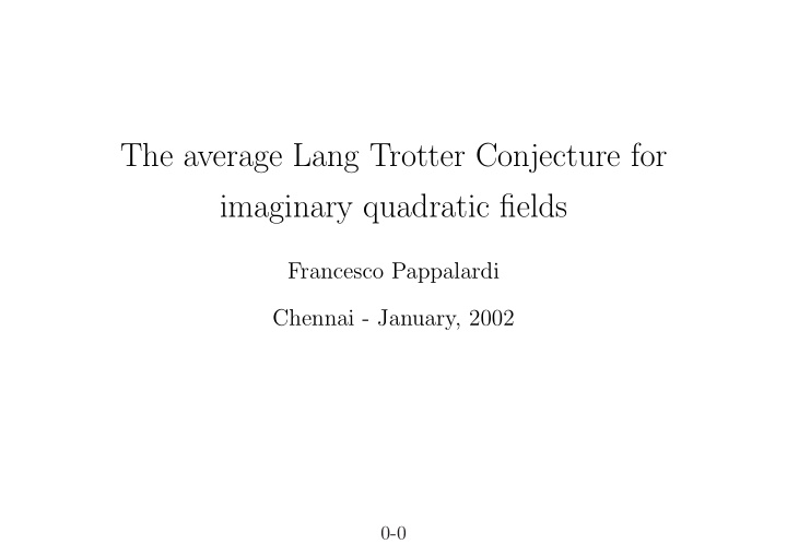the average lang trotter conjecture for imaginary