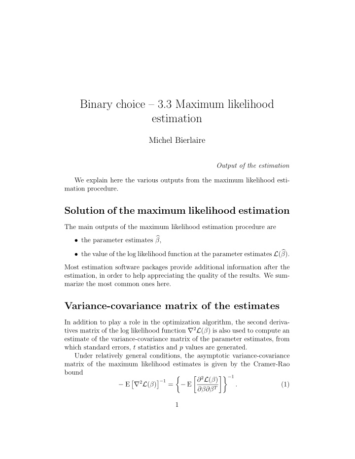 binary choice 3 3 maximum likelihood estimation