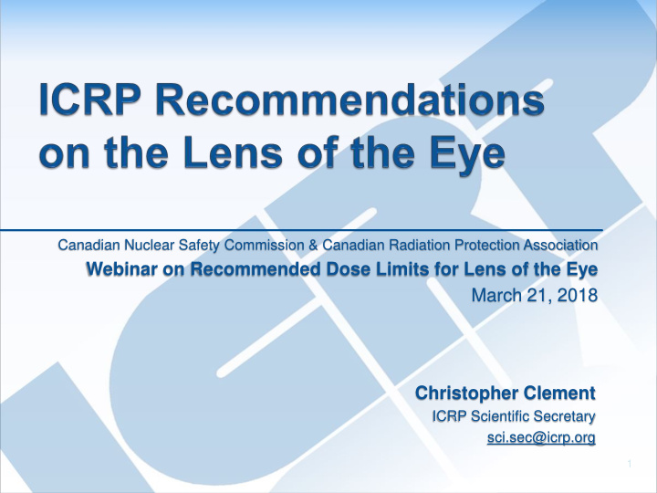 webinar on recommended dose limits for lens of the eye