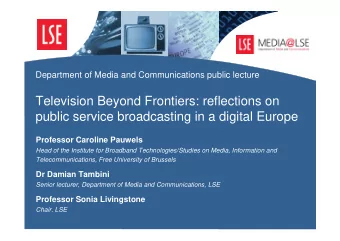 Television Beyond Frontiers: reflections on  public service broadcasting in a digital Europe