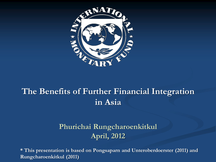 the benefits of further financial integration