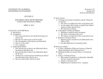 UNIVERSITY OF CALIFORNIA  Economics 134  DEPARTMENT OF ECONOMICS  Spring 2018  Professor David