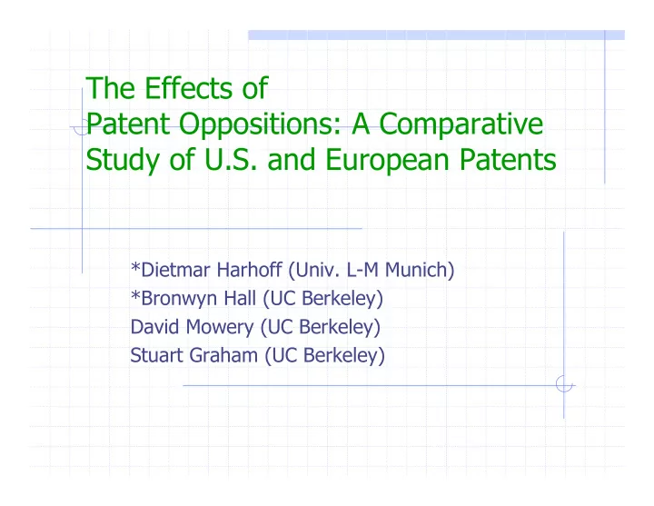 the effects of patent oppositions a comparative study of