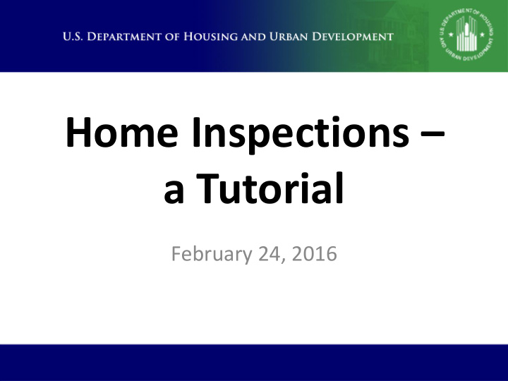home inspections a tutorial