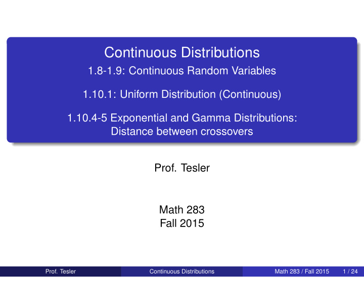 continuous distributions