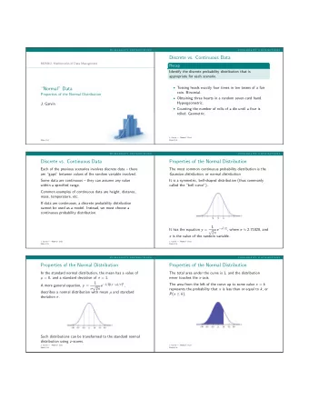 Discrete vs. Continuous Data  MDM4U: Mathematics of Data Management  Recap  Identify the discrete