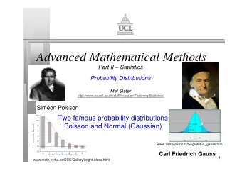 Advanced Mathematical Methods  Part II  Statistics  Probability Distributions  Mel Slater