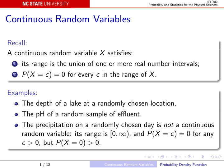 continuous random variables