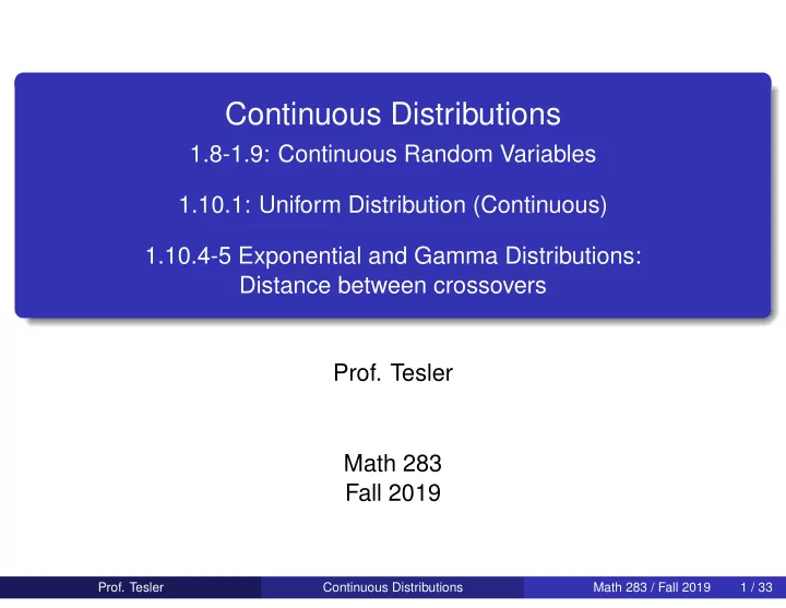 continuous distributions