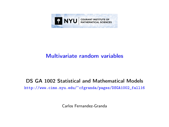 multivariate random variables