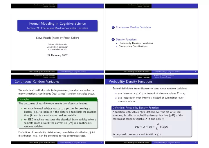 formal modeling in cognitive science