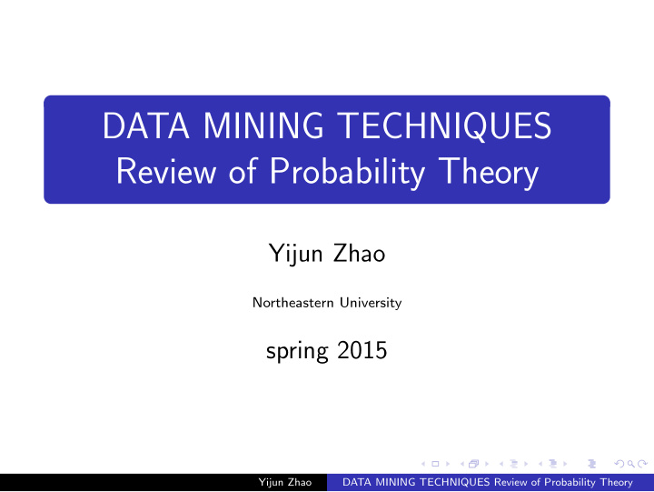 data mining techniques review of probability theory