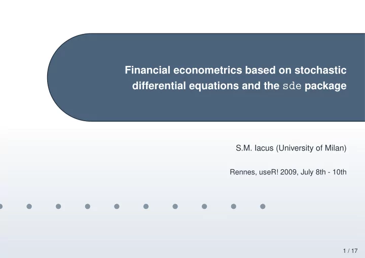 time series vs sdes