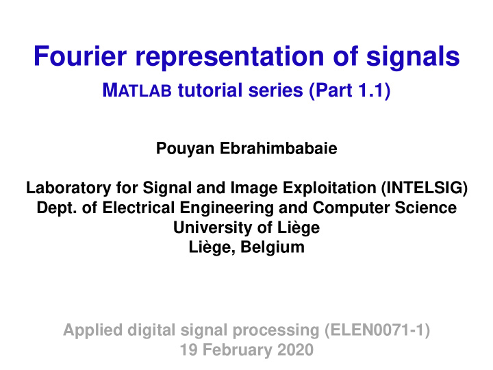 fourier representation of signals