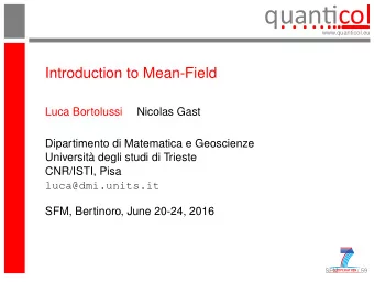 quancol  . ........  .  .  .  ...  ...  ...  ...  ...  ...  ...  www.quanticol.eu  Introduction