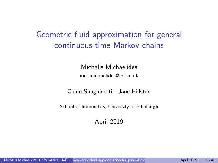 geometric fluid approximation for general continuous time