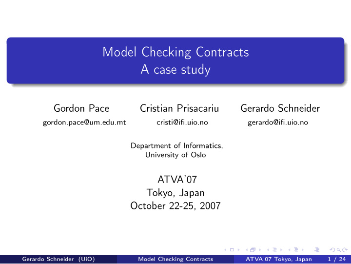 model checking contracts a case study