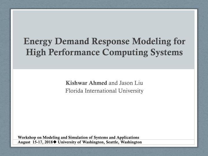 energy demand response modeling for high performance