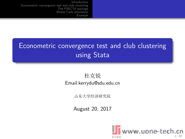 using stata econometric convergence test and club