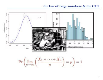 the law of  large numbers &amp; the CLT  0.020  n = 4  0.015  Probability/Density  0.010  0.005