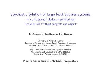 Stochastic solution of large least squares systems  in variational data assimilation  Parallel