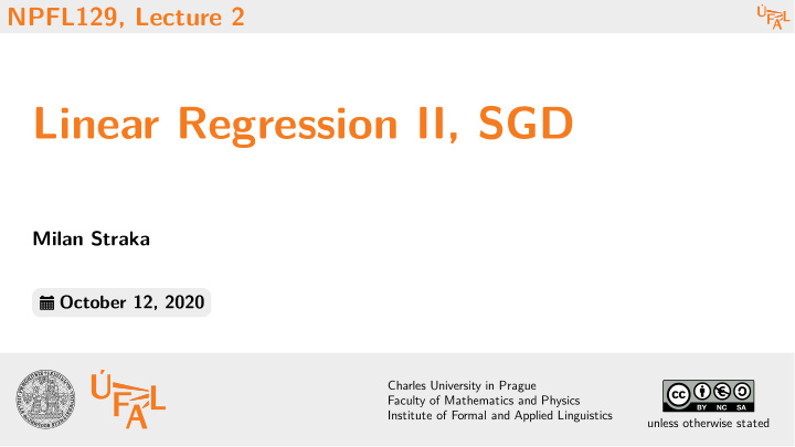 linear regression ii sgd