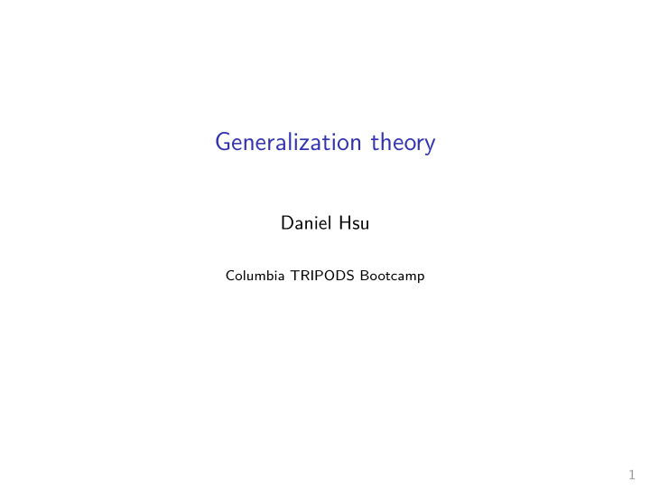 generalization theory