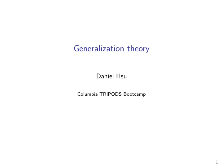 generalization theory
