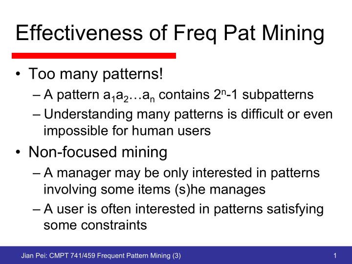effectiveness of freq pat mining