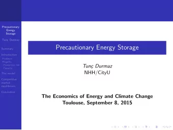 Precautionary Energy Storage  Summary  Introduction  Prudence  Frugality  Production risk  Tun  c