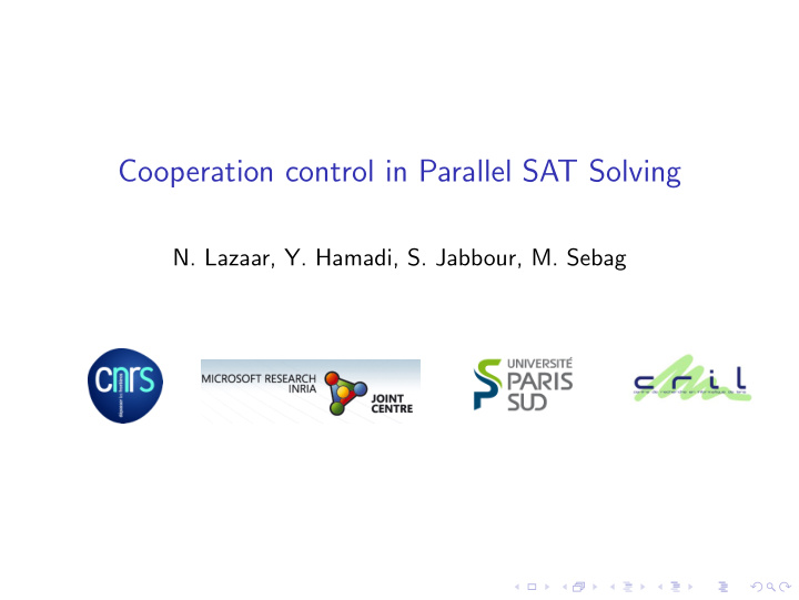 cooperation control in parallel sat solving