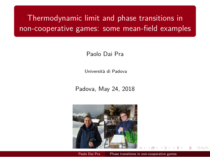 thermodynamic limit and phase transitions in non