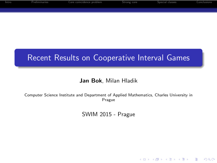 recent results on cooperative interval games