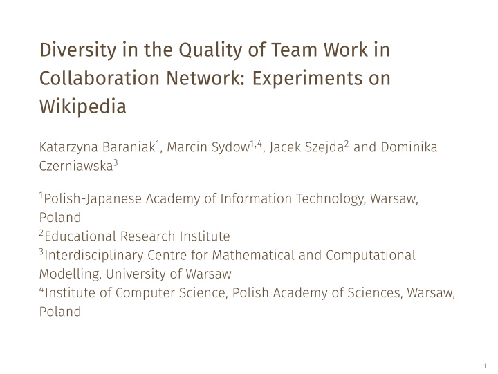 diversity in the quality of team work in collaboration