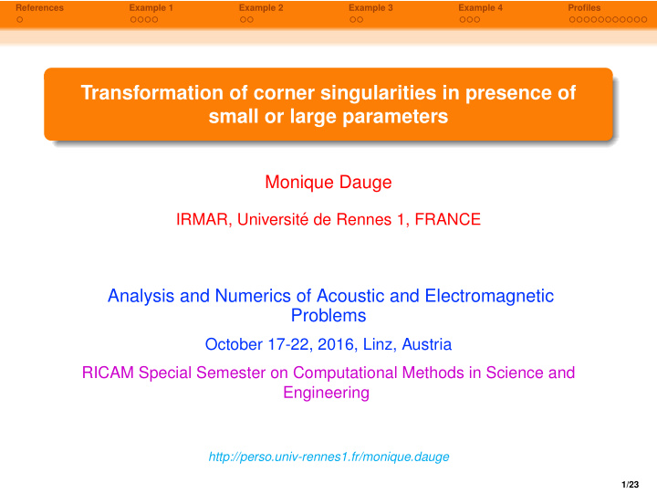transformation of corner singularities in presence of