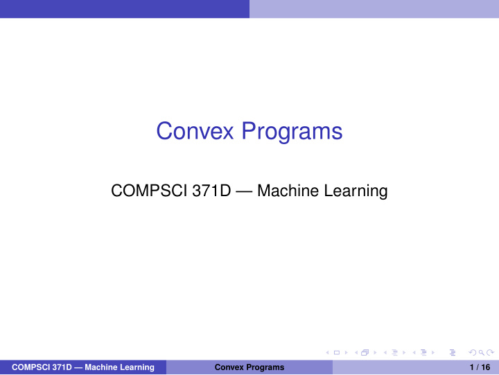 convex programs