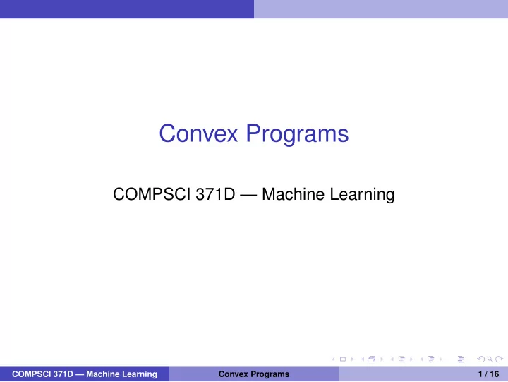 convex programs