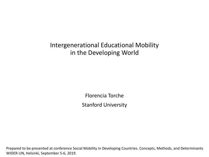 intergenerational educational mobility in the developing
