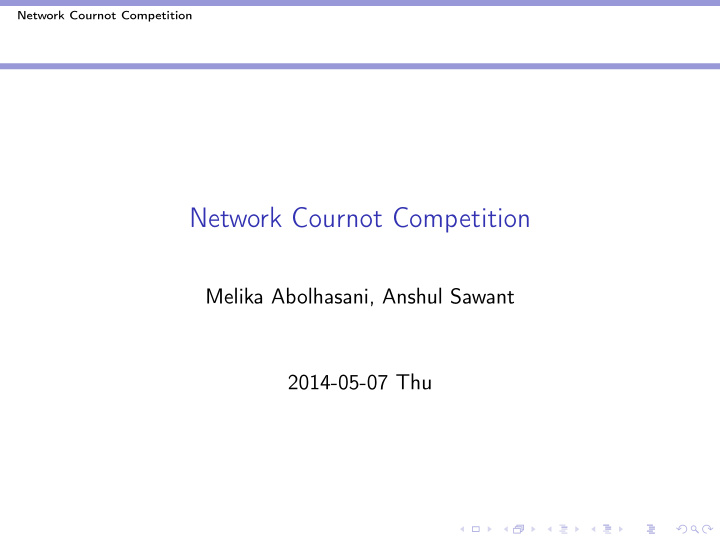 network cournot competition