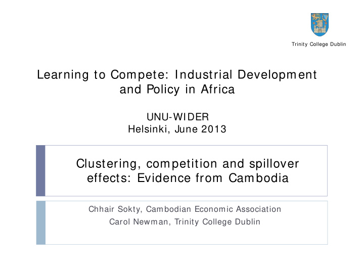 learning to compete industrial development and policy in