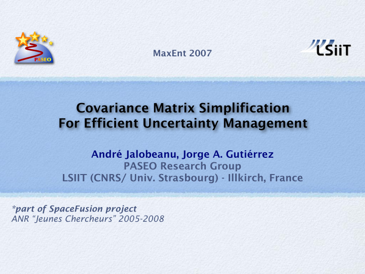 covariance matrix simplification for efficient
